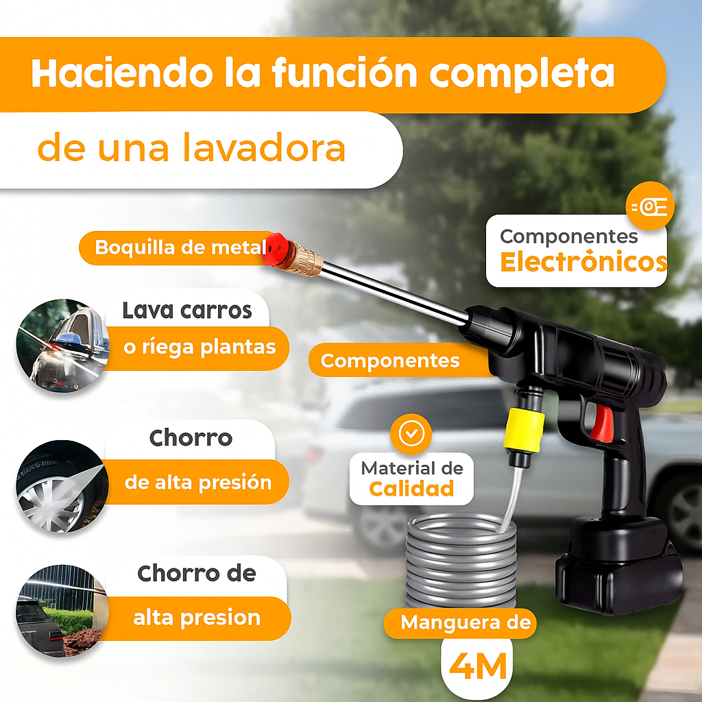 Hidrolavadora Portátil a Batería 18,5V – Alta Presión, Kit Completo para Auto y Hogar