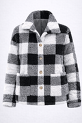 Chaqueta sherpa a cuadros para mujer