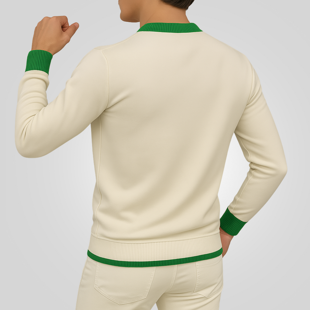 Suéter masculino prémium blanco de punto